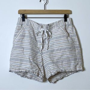 Talbots Striped Drawstring Pull On Linen Blend Shorts Medium